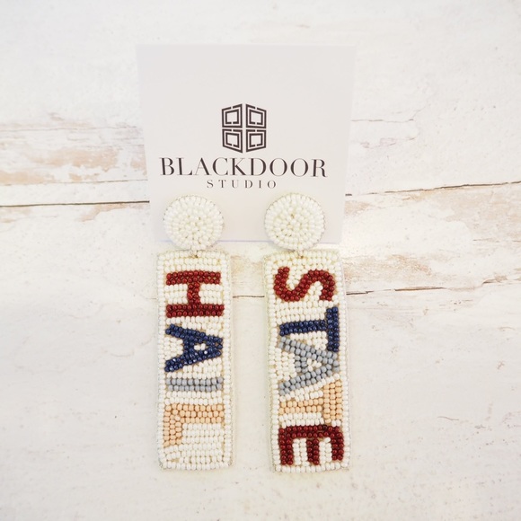 Beaded Collegiate Game Day Hail State Mississippi Earrings Multi - Picture 1 of 1
